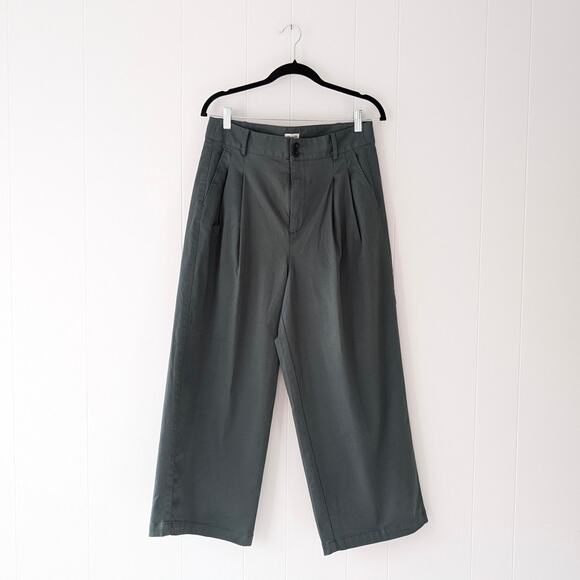 Madewell Wide Leg Pants in Dark Green - Picture 1 of 8